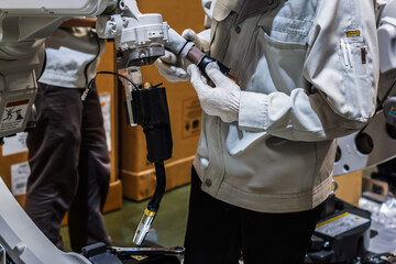 Fototapeta na wymiar Assembly of industrial robots