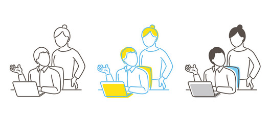 テレワーク中に会話をするイラスト