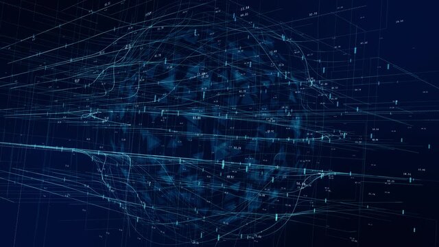 Business technology background with lines, numbers, dots and triangles. High-tech backdrop