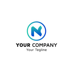 Gradient color letter N icon, idea of logo design