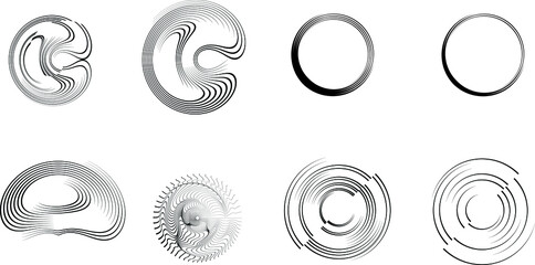 Radial speed Lines in Circle Form for comic books . Explosion background . Vector Illustration .Technology round Logo . Circular Design element . Abstract Geometric shape . Sunburst .