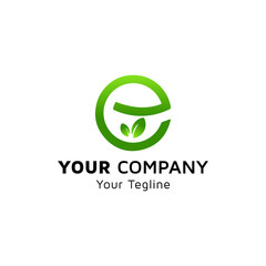 Natural E image with leaf, idea of logo design