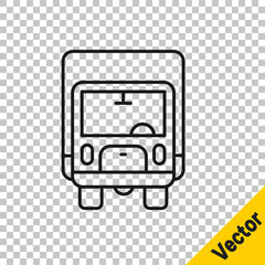 Black line Delivery cargo truck vehicle icon isolated on transparent background. Vector.