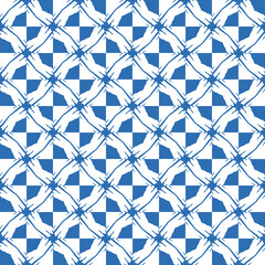 Fototapeta premium Vector seamless pattern texture background with geometric shapes, colored in blue, white colors.