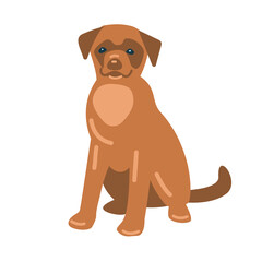 Sitting dog. Vector illustration in flat style. Isolated on white.