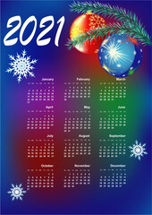 New year's calendar for 2021