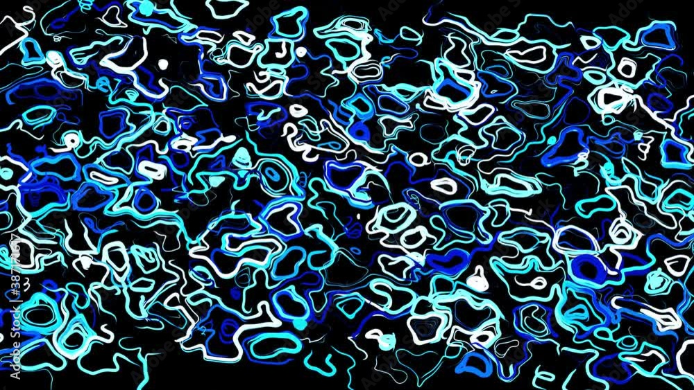 Poster abstract creative looped bg with curled lines like blue trails on surface. lines form swirling patte