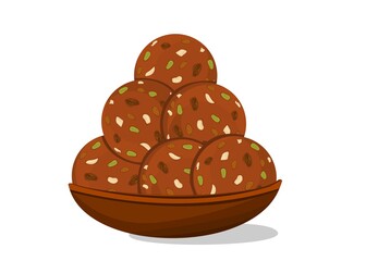 Dry fruit,Mewa laddu Indian Sweets or Mithai Food Vector