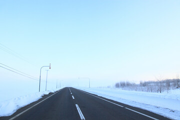 Fototapeta premium 冬の一本道