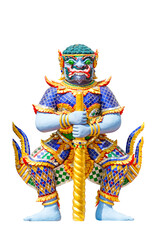 Giant statue separates the white floor.