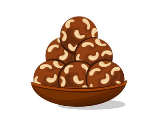 Dry fruit,Mewa laddu Indian Sweets or Mithai Food Vector