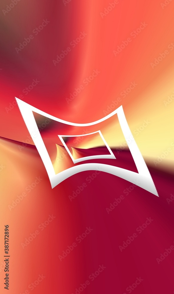 Poster stylized mountain peak and blurred red background with multiple white coloured frames one inside ano