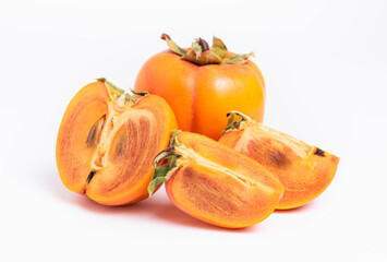isolate, persimmon fruit on a white background, close-up