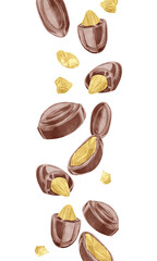 金のアーモンドチョコレート水彩風イラスト