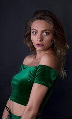 Fototapeta premium portrait of a young woman, shooting in a photo studio