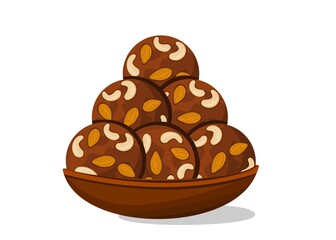 Dryfruit,Mewa laddu Indian Sweets or Mithai Food Vector