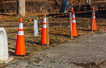 Traffic orange cone, alert, beware