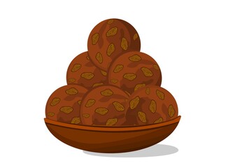 Dryfruit,Mewa laddu Indian Sweets or Mithai Food Vector