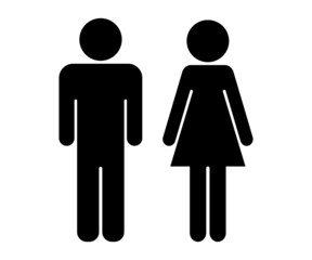 Black male and female symbols White background Toilet face vector illustration