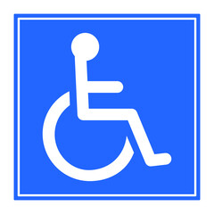 White disabled sign on a white square frame Blue background Vector illustration