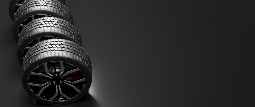 Wheels with modern alu rims on black