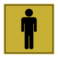 Black Men Symbols with Gold Background For sticking to the front of the bathroom Vector illustration