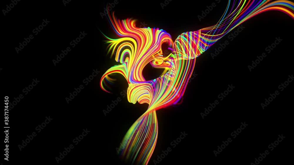 Poster abstract background flow of glow lines. running lights particles form in 3d space glowing beautiful 