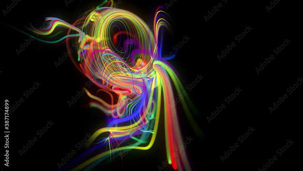 Poster abstract background flow of glow lines or light streaks. running lights particles form in 3d space g