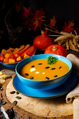 delicious creamy pumpkin soup with coconut milk