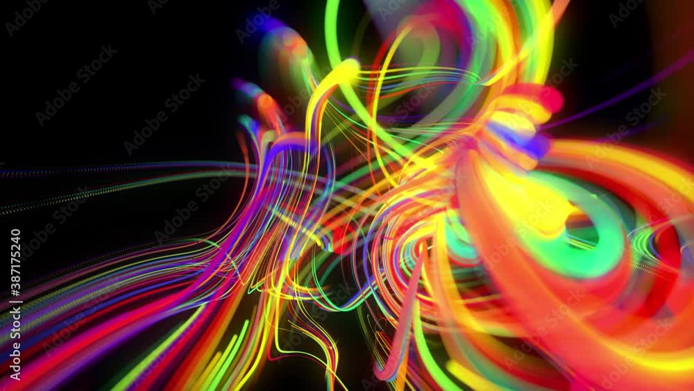 Poster abstract background flow of glow lines or light streaks. running lights particles form in 3d space g