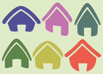 Colored houses logo and emblem set.
