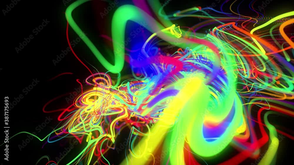 Poster abstract background flow of glow lines or light streaks. running lights particles form in 3d space g