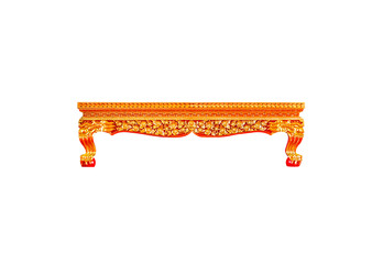 Wood carving table Beautiful gold