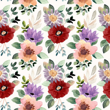 beautiful floral watercolor seamless pattern