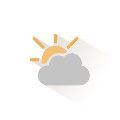 Cloudy day and sun. Isolated color icon. Weather vector illustration