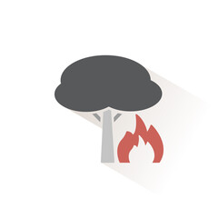 Fire and tree. Isolated color icon. Weather vector illustration