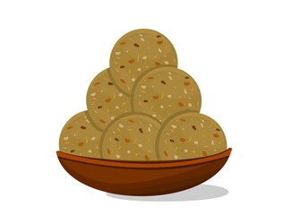 Methi,Fenugreek,sonth laddu Indian Sweets or Mithai Food Vector
