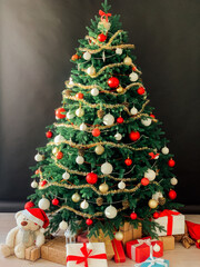 Christmas tree with gifts for the new year holiday decor