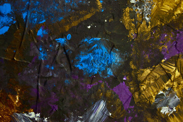 Incredible pattern with yellow and celestial colors. Artistic design. The artist uses bright colors with the addition of gold.