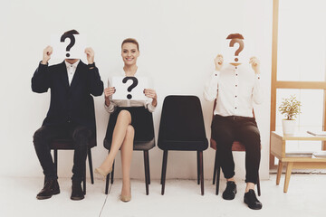HR director woman in blouse and skirt. 