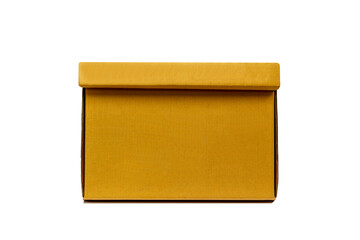 A brown paper box on a white background