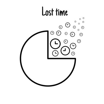 Clock Icon On White Background. Lost Time Concept, Vector Illustration.