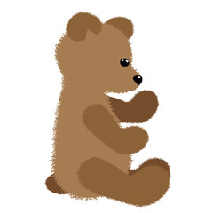 Soft plush toy brown teddy bear. Vector illustration