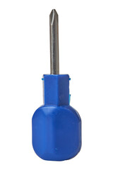 Red and blue shiny metal and plastic tool screwdriver for repair