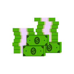 A lot of money, dollar bills stacked on top of each other, a lot of money. Vector illustration, flat cartoon color minimal design, eps 10.