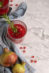 Fototapeta na wymiar Homemade pomegranate juice, healthy refreshing drink