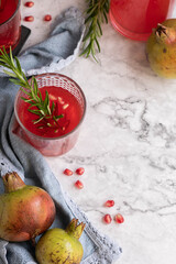 Homemade pomegranate juice, healthy refreshing drink