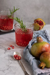 Homemade pomegranate juice, healthy refreshing drink