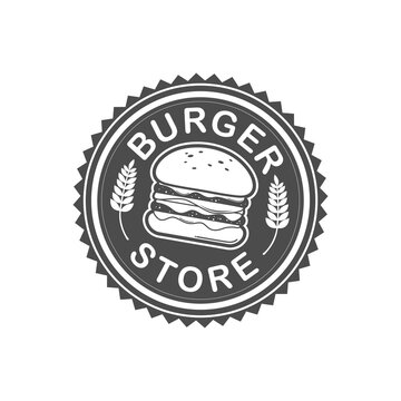 Vector logo, badge, symbol, icon template design for Burger Shop
