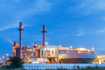 Twilight image of a power plant in a beautiful evening.